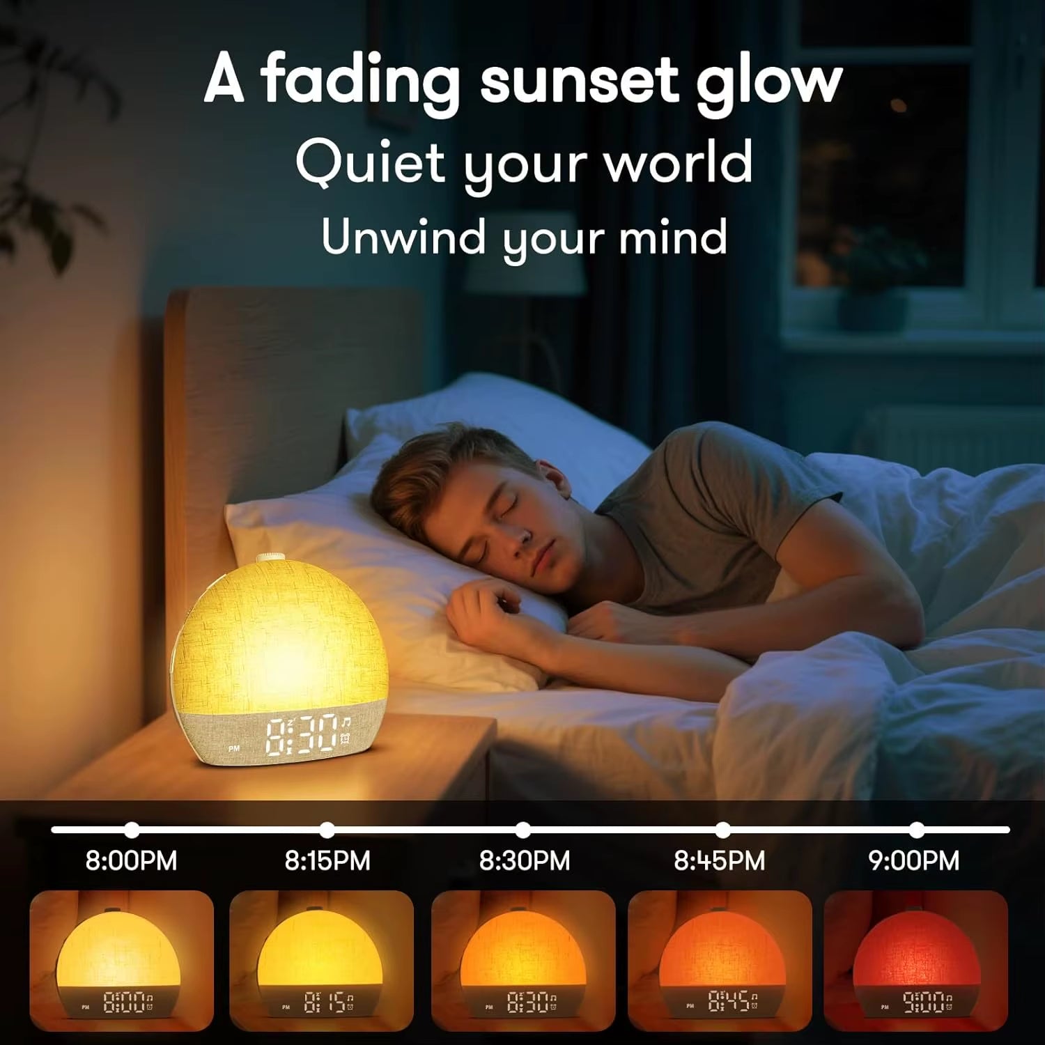 Wake up Light Sunrise Alarm Clock Timer 30 White Noise Sound Machine Dimmable RGB Night Lights Sleep Aid Snooze Ideal for Gift