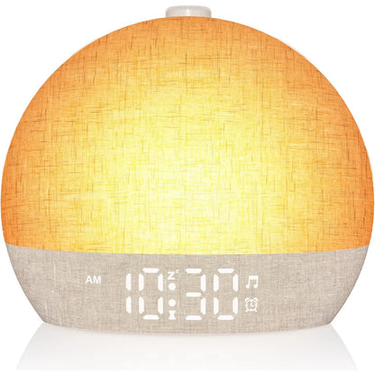 Wake up Light Sunrise Alarm Clock Timer 30 White Noise Sound Machine Dimmable RGB Night Lights Sleep Aid Snooze Ideal for Gift